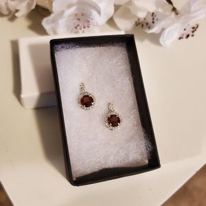 Brand New...Ruby and White Crystal Earrings